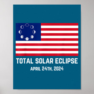 Eclipse 2024 USA-Flagge Lustig Amerikanische Total Poster