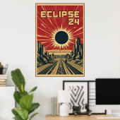 Eclipse '24 Propaganda Stadt Poster (Heimbüro)