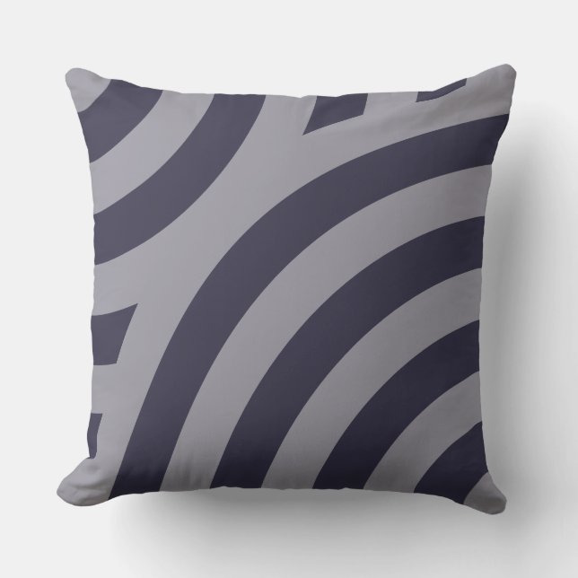 Eclipse Blaues geometrisches Rundmuster Kissen (Vorderseite)