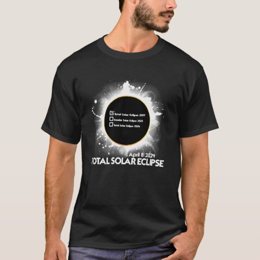 Eclipse Checklist Total Solar Eclipse 8. April 202 T-Shirt (Vorderseite)
