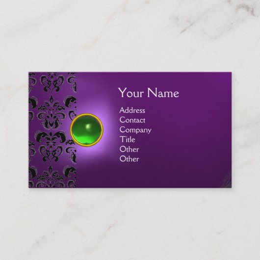 ECLIPSE DAMASK GEM MONOGRAM lila grün Visitenkarte (Vorderseite)