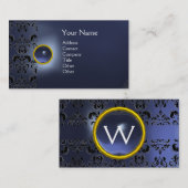 ECLIPSE DAMAST-EDELSTEIN MONOGRAMM blau Visitenkarte (Vorne/Hinten)