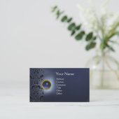 ECLIPSE DAMAST-EDELSTEIN MONOGRAMM blau Visitenkarte (Stehend Vorderseite)