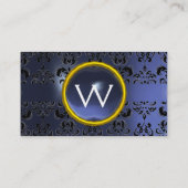 ECLIPSE DAMAST-EDELSTEIN MONOGRAMM blau Visitenkarte (Rückseite)