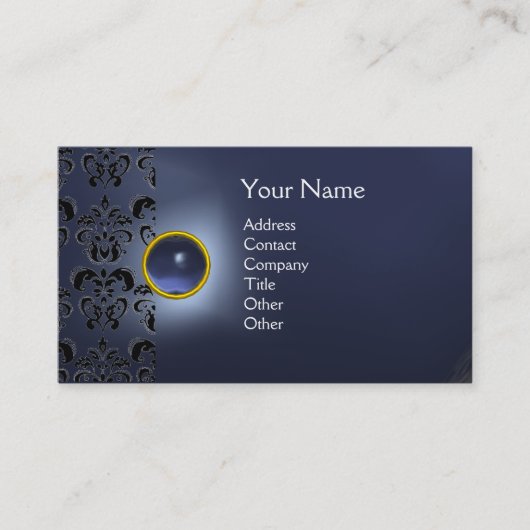 ECLIPSE DAMAST-EDELSTEIN MONOGRAMM blau Visitenkarte (Vorderseite)