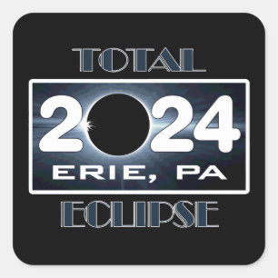 Eclipse Erie PA 2024 Totalweg Quadratischer Aufkleber