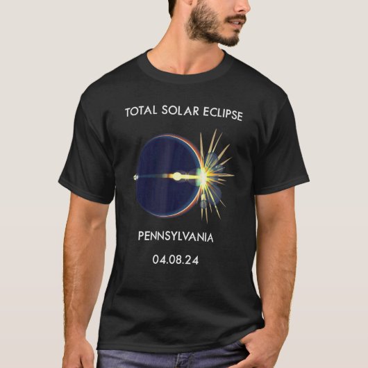 Eclipse Flare 04 08 24 Gesamtsolares Eclipse Penns T-Shirt (Vorderseite)
