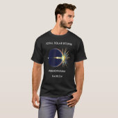 Eclipse Flare 04 08 24 Gesamtsolares Eclipse Penns T-Shirt (Vorne ganz)