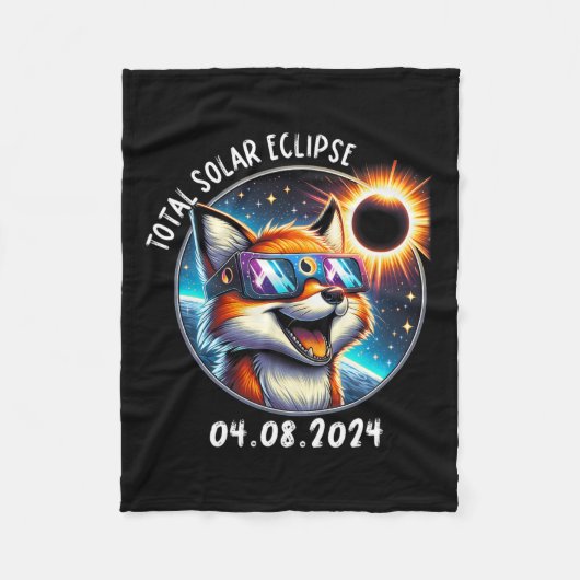 Eclipse Fox Wearing Gles Pet 8. April 2024 Fleecedecke (Vorderseite)