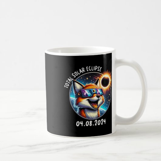Eclipse Fox Wearing Gles Pet 8. April 2024 Kaffeetasse (Rechts)