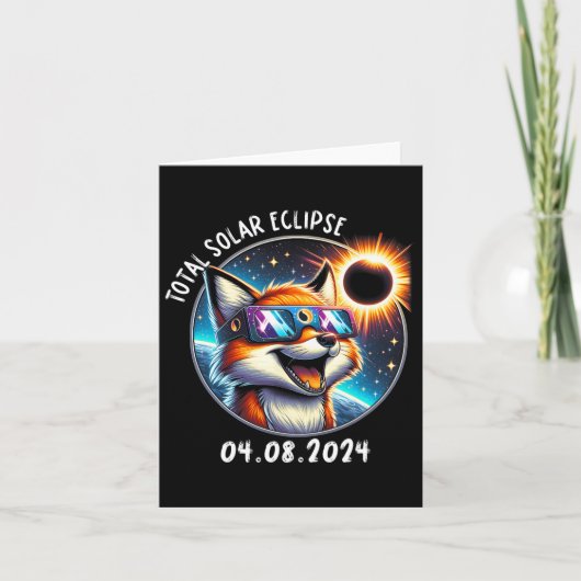 Eclipse Fox Wearing Gles Pet 8. April 2024 Karte (Vorderseite)