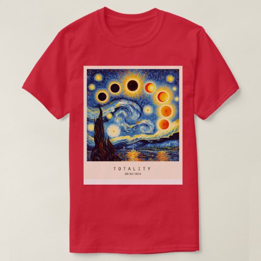 Eclipse im Van-Gogh-Stil T-Shirt (Design vorne)