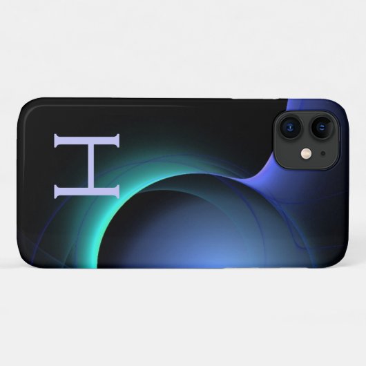 ECLIPSE MONOGRAM Lebendes schwarzes Blau Case-Mate iPhone Hülle (Rückseite (Horizontal))