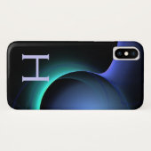 ECLIPSE MONOGRAM Lebendes schwarzes Blau Case-Mate iPhone Hülle (Rückseite (Horizontal))