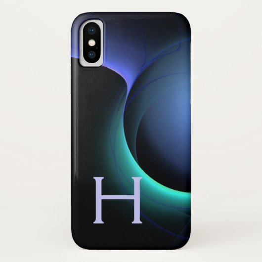 ECLIPSE MONOGRAM Lebendes schwarzes Blau Case-Mate iPhone Hülle (Rückseite)
