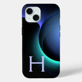 ECLIPSE MONOGRAM Lebendes schwarzes Blau Case-Mate iPhone Hülle (Rückseite)