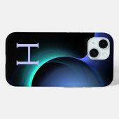 ECLIPSE MONOGRAM Lebendes schwarzes Blau Case-Mate iPhone Hülle (Rückseite (Horizontal))