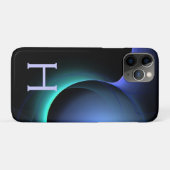 ECLIPSE MONOGRAM Lebendes schwarzes Blau Case-Mate iPhone Hülle (Rückseite (Horizontal))