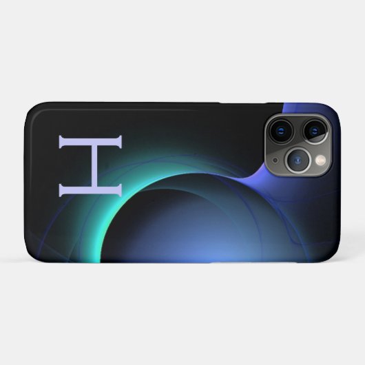ECLIPSE MONOGRAM Lebendes schwarzes Blau Case-Mate iPhone Hülle (Rückseite (Horizontal))