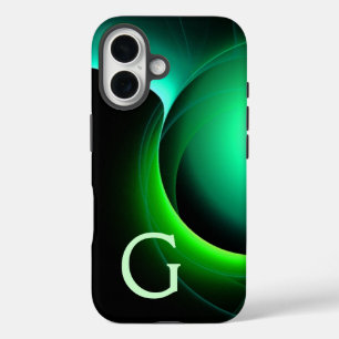 ECLIPSE MONOGRAM Lebendes schwarzes Grün iPhone 16 Hülle