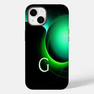 ECLIPSE MONOGRAM Lebendes schwarzes Grün iPhone 14 Hülle