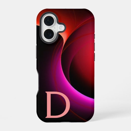 ECLIPSE MONOGRAM Lebendes schwarzes violettes Rosa iPhone 16 Hülle (Rückseite)
