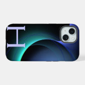 ECLIPSE MONOGRAM Lebendiges Schwarzblau iPhone 15 Hülle (Rückseite (Horizontal))