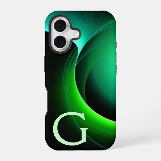 ECLIPSE MONOGRAM Lebendiges Schwarzgrün iPhone 16 Hülle (Rückseite)