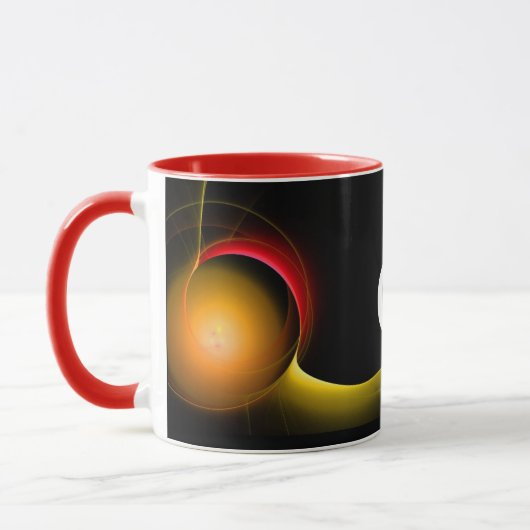 ECLIPSE MONOGRAMM Rot-Gelb-Orange-Schwarze Fraktal Tasse (Links)
