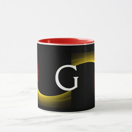 ECLIPSE MONOGRAMM Rot-Gelb-Orange-Schwarze Fraktal Tasse (Zentrum)