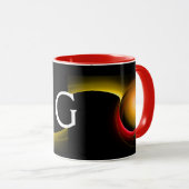 ECLIPSE MONOGRAMM Rot-Gelb-Orange-Schwarze Fraktal Tasse (VorderseiteRechts)