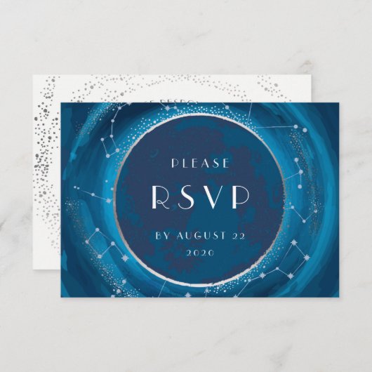 Eclipse Moon Wedding RSVP Card (Vorne/Hinten)