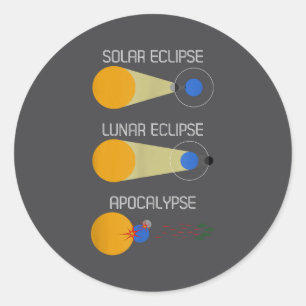 Eclipse oder Acalypse_ Lustige Sonnenfinsternis-Wi Runder Aufkleber
