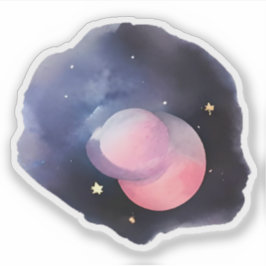 Eclipse of Dreams: Celestial Watercolor Aufkleber
