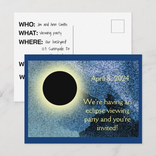 ECLIPSE-PARTY EINLADUNGEN zur PERSONALISIERUNG (Vorne/Hinten)