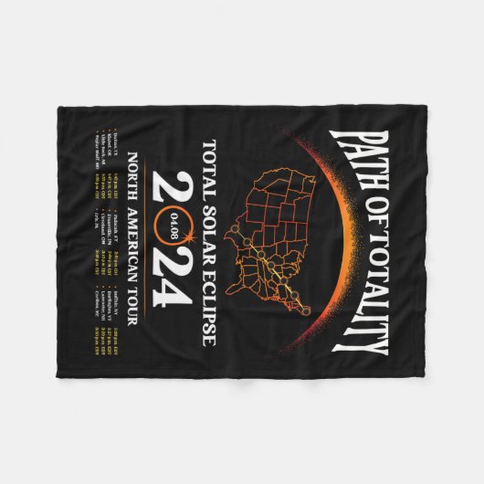 Eclipse Path of Totality Solar Eclipse 8. April 20 Fleecedecke (Vorderseite (Horizontal))