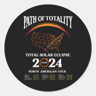 Eclipse Path of Totality Solar Eclipse 8. April 20 Runder Aufkleber