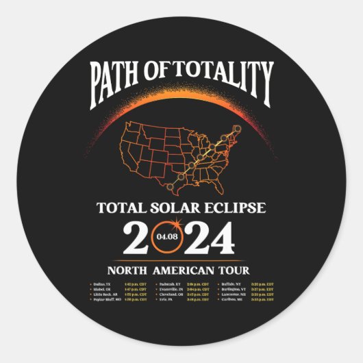 Eclipse Path of Totality Solar Eclipse 8. April 20 Runder Aufkleber (Vorderseite)