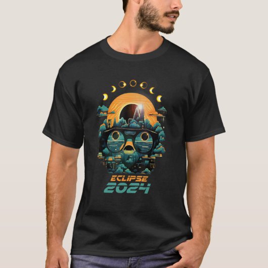 Eclipse-Phasen Gesamtsolarausstoß 2024 T-Shirt (Vorderseite)