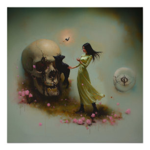 Eclipse Priestess Moon Witchy AI Art Semi Gloss Poster