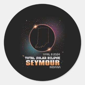 Eclipse Seymour Indiana Total Solar Eclipse 2024 Runder Aufkleber