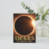 Eclipse Texas 2024 Personalisiert Postkarte (Stehend Vorderseite)