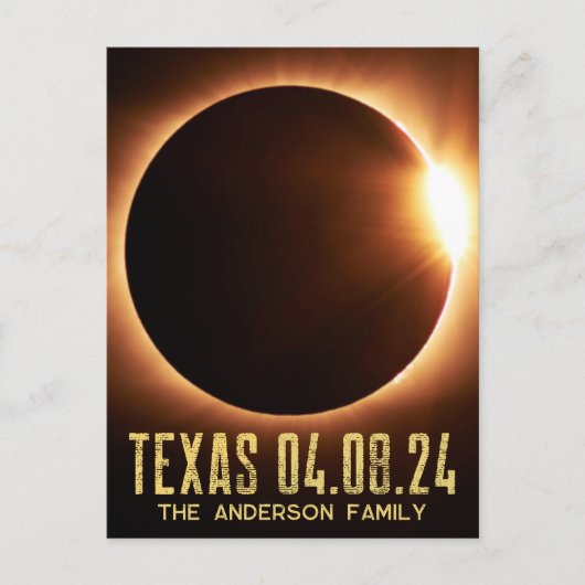 Eclipse Texas 2024 Personalisiert Postkarte (Vorderseite)
