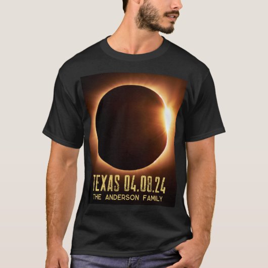 Eclipse Texas 2024 Personalisiert T-Shirt (Vorderseite)