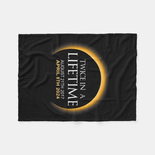 Eclipse zweimal im Leben 2024 Solar Eclipse Fleecedecke (Vorderseite (Horizontal))