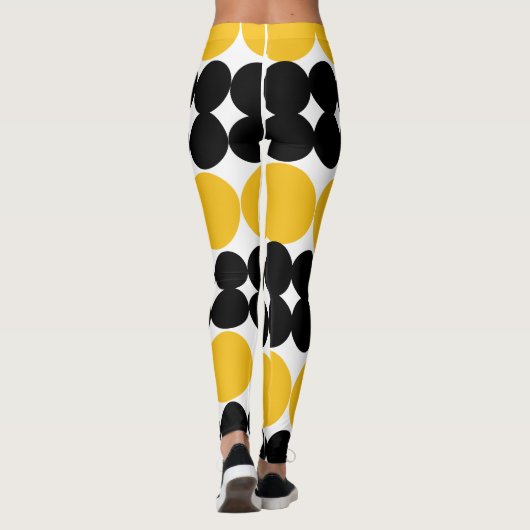 Eclipsing Circles, Yellow and Black Pattern Design Leggings (Rückseite)