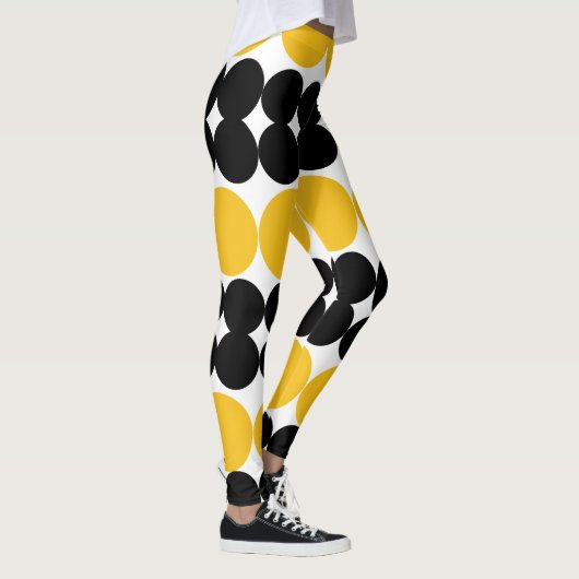 Eclipsing Circles, Yellow and Black Pattern Design Leggings (Rechts)