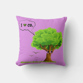 Eco-Friendly ‘I Love CO2’ Illustrated Tree  Kissen