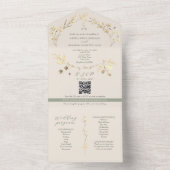 Eco-Friendly Sage Green Gold Wedding All In One Einladung (Innen Boden)