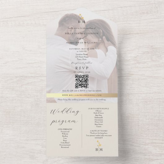 Eco-Friendly Wedding Program All In One Invitation Einladung (Innen Boden)